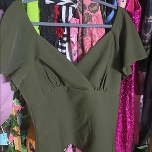 Vixen by Micheline Pitt Babydoll Full length not crop olive Green XL